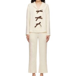 BNWT luxury Sleeper ‘The Bow’ Pajama Set in Milk